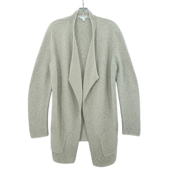 J. Jill Beige Draped Cardigan Open Front, Size M - Picture 1 of 10